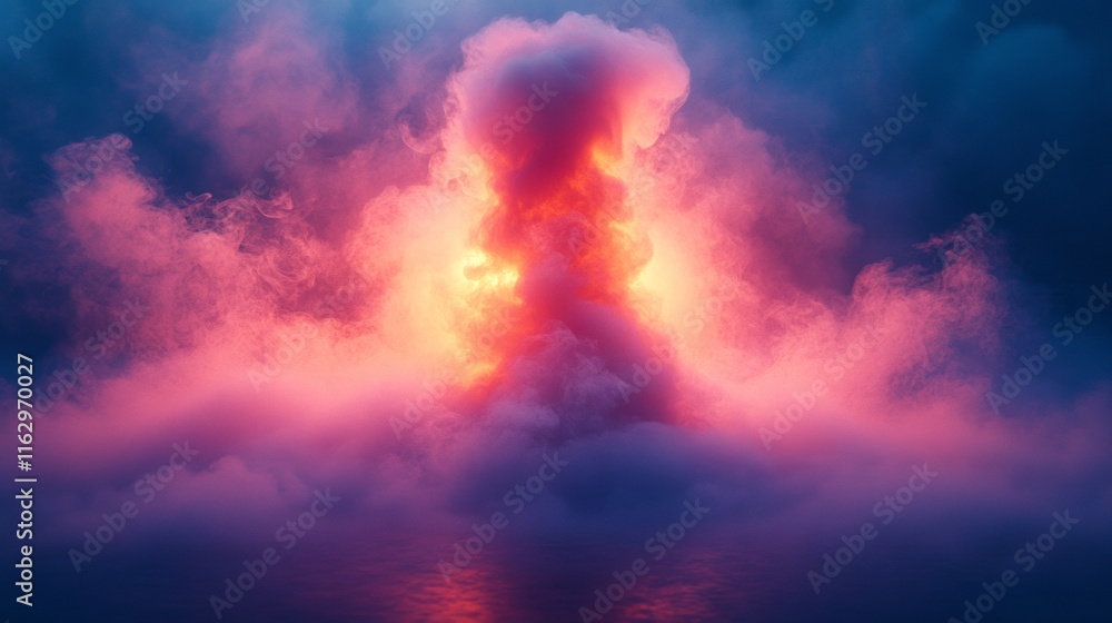 Majestic orange and pink clouds illuminated by sunlight Majestic orange and pink clouds illuminated by sunlight
