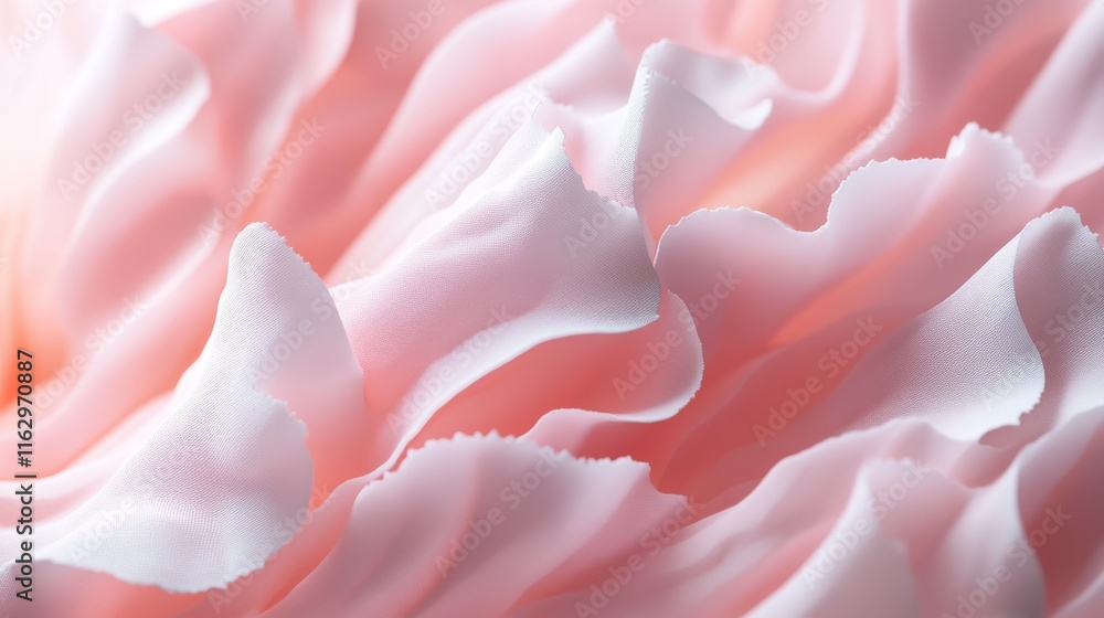Delicate layers of soft pink fabric create an inviting and tranquil atmosphere with flowing waves and smooth transitions in texture, ideal for creative projects Delicate layers of soft pink fabric create an inviting and tranquil atmosphere with flowing waves and smooth transitions in texture, ideal for creative projects