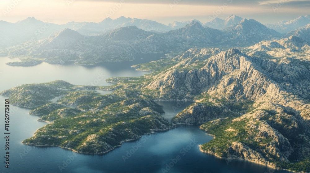 Fototapeta premium Breathtaking mountain landscape with serene waters.