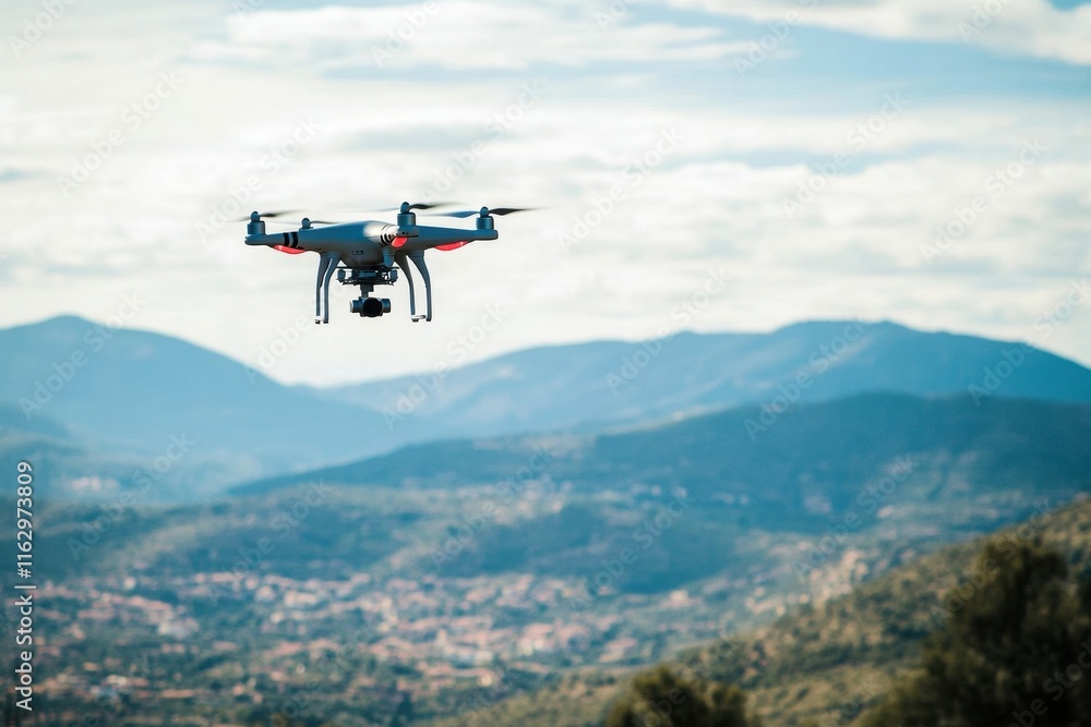 Drone flying over mountainous landscape during sunset with expansive view of valleys and hills Drone flying over mountainous landscape during sunset with expansive view of valleys and hills