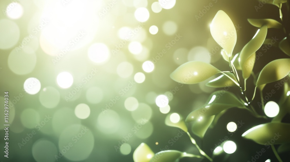 Fototapeta premium Bright leaves illuminated by soft sunlight.