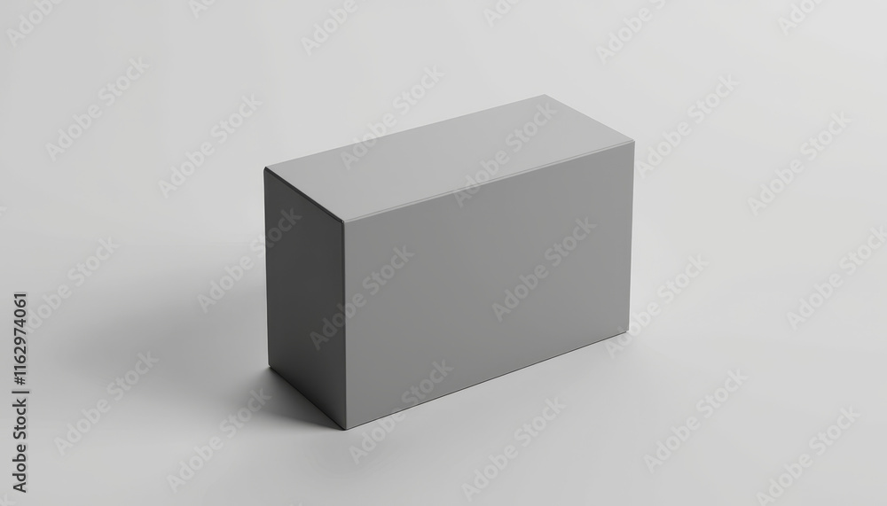 Minimalist gray block resting on a smooth surface with soft shadows casting around in a bright, modern studio environment Minimalist gray block resting on a smooth surface with soft shadows casting around in a bright, modern studio environment