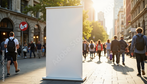 Urban strolls in the golden hour with a blank canvas waiting for creativity photo