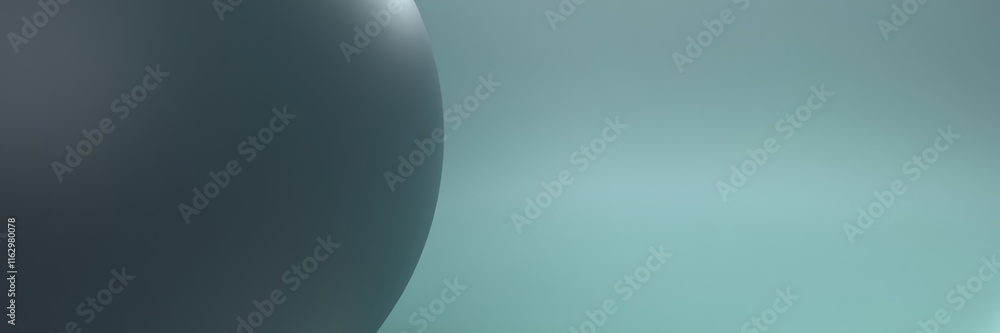 Partial Dark Grey Sphere on Seafoam Gradient Abstract