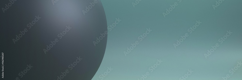 Dark Grey Sphere Fragment on Light Seafoam Gradient