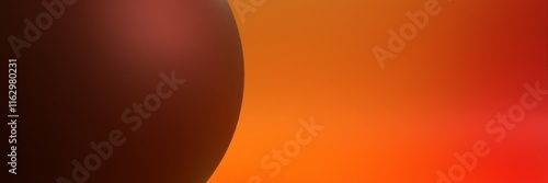 Obraz na płótnie Dark Brown Sphere Curve on Warm Orange Red Gradient w salonie