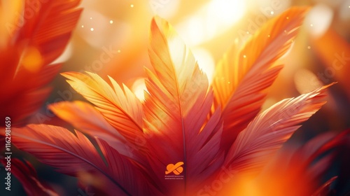 Abstract red and orange feather-like patterns