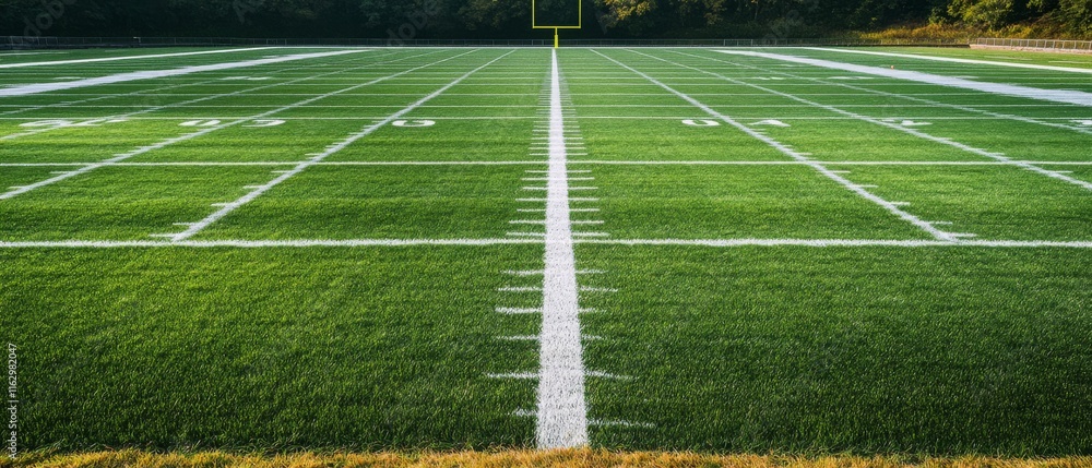 Fototapeta premium A football field with a white line down the middle