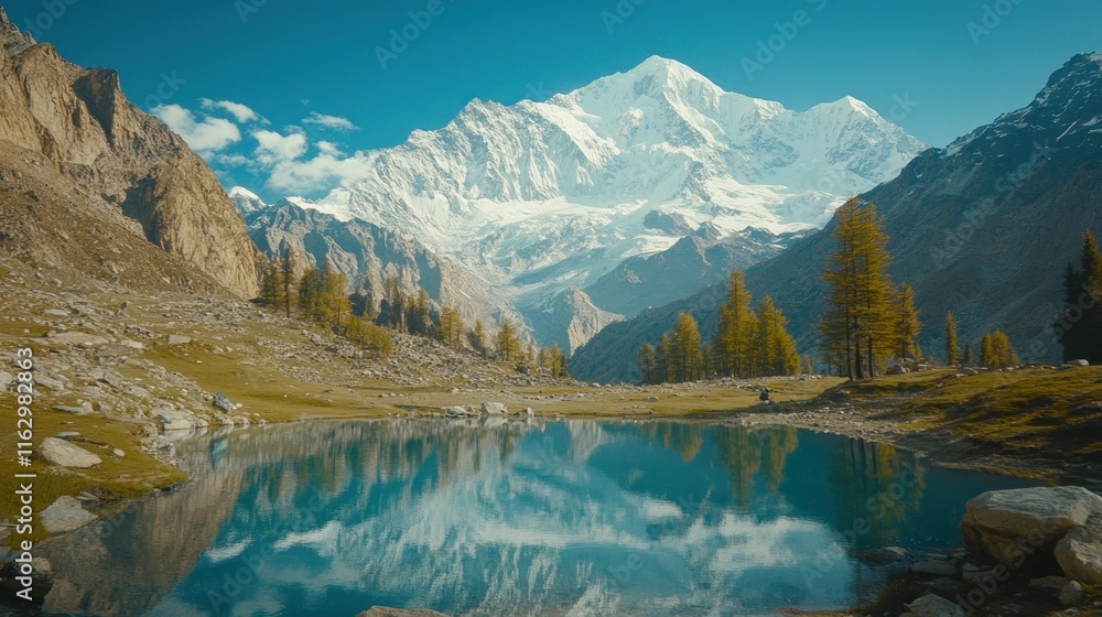 Obraz premium Majestic Mountain Reflection in a Serene Lake