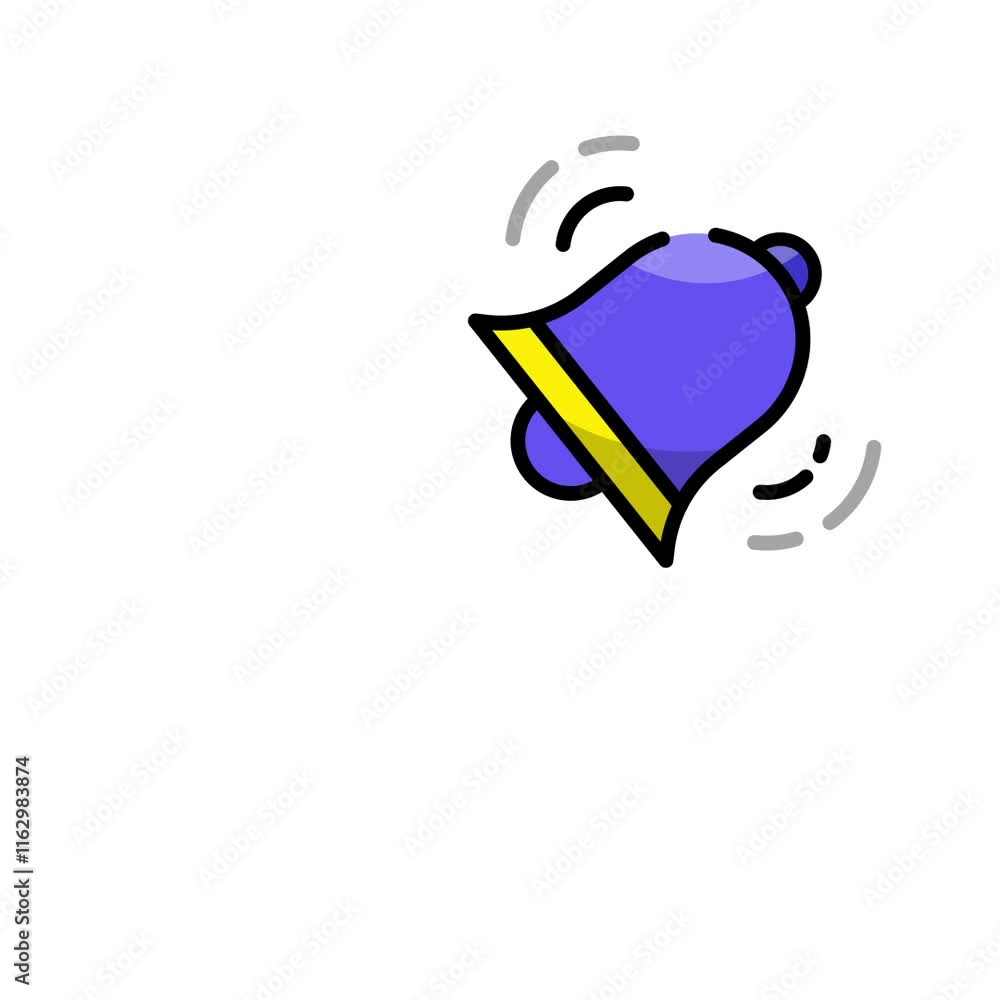 Bell Notification Icon Animation on White Background, 2D Alert Symbol ...