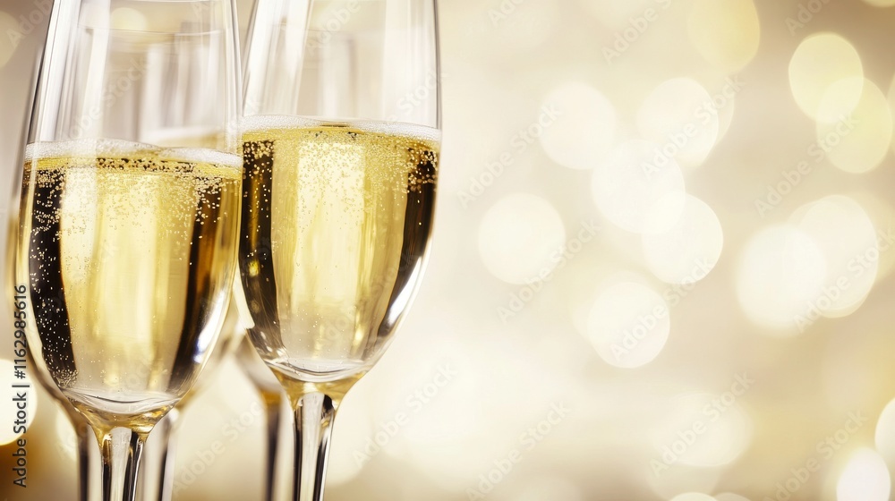 Elegant champagne glasses with sparkling bubbles. Elegant champagne glasses with sparkling bubbles.
