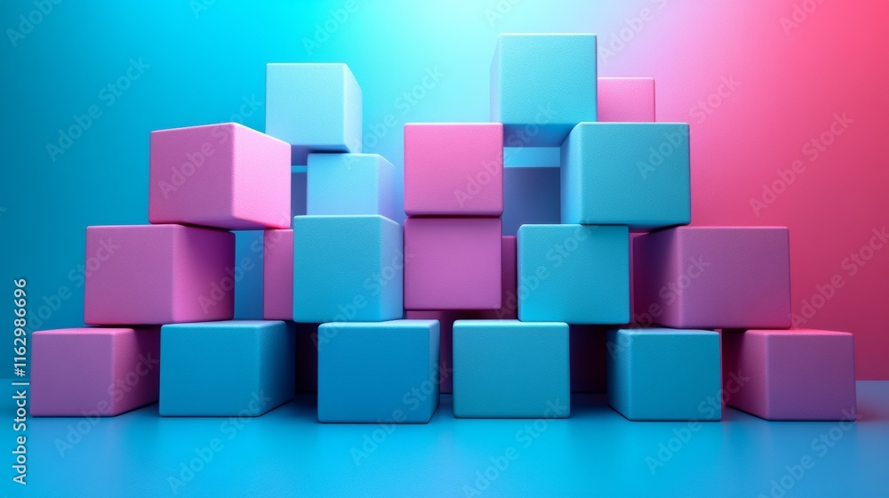 Colorful stacked blocks in a geometric arrangement Colorful stacked blocks in a geometric arrangement