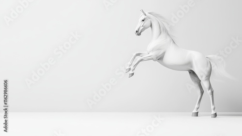 Elegant white horse in mid-air pose. photo