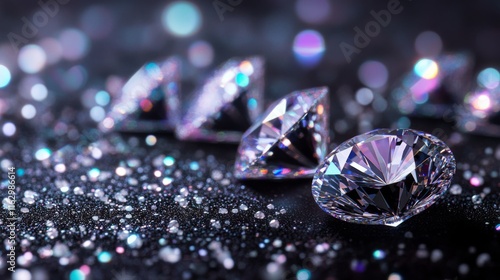 A close up of four diamonds on a black background photo