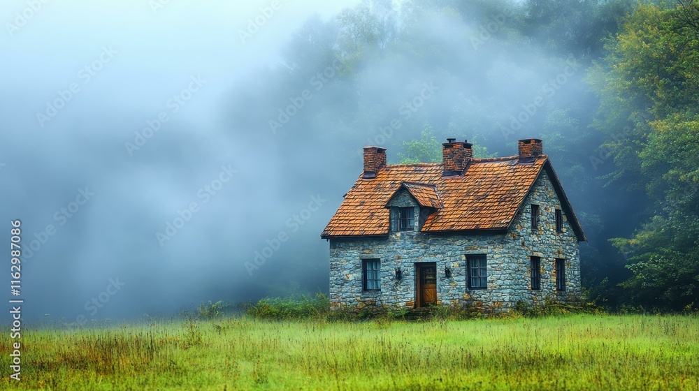 Mystical foggy atmospheres majestic castle shrouded in mist Mystical foggy atmospheres majestic castle shrouded in mist