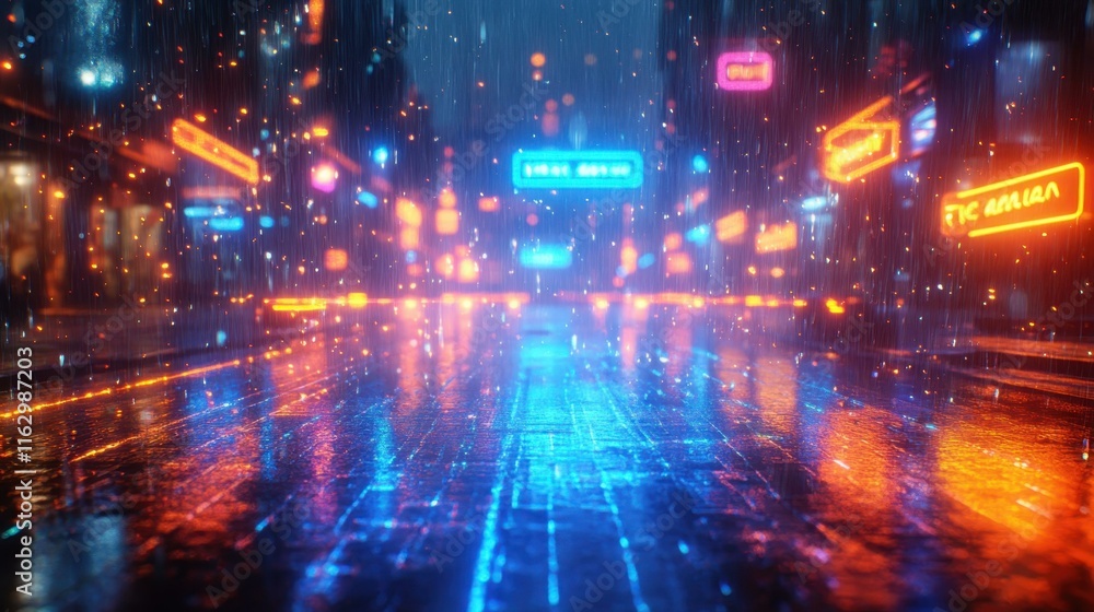 Nature-inspired blue hues Blue neon signs light street Nature-inspired blue hues Blue neon signs light street
