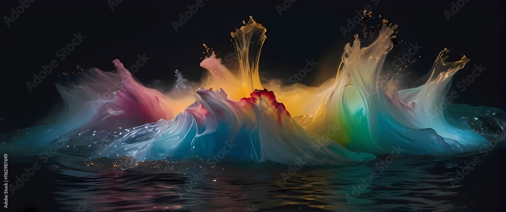 Fototapeta premium A dynamic splash of colored water frozen in time capturing the beauty of movement and the artistry of nature