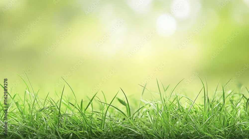 Obraz premium Fresh green grass with soft sunlight glowing.