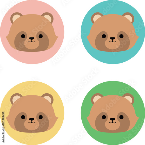 かわいいタヌキの顔のイラストセット