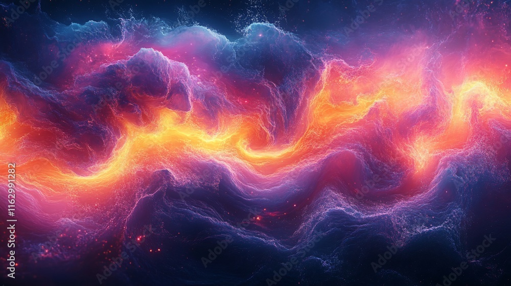 Fototapeta premium Abstract Cosmic Nebula Wavy Energy Flowing