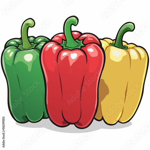 Colorful fresh bell peppers isolated on a white background