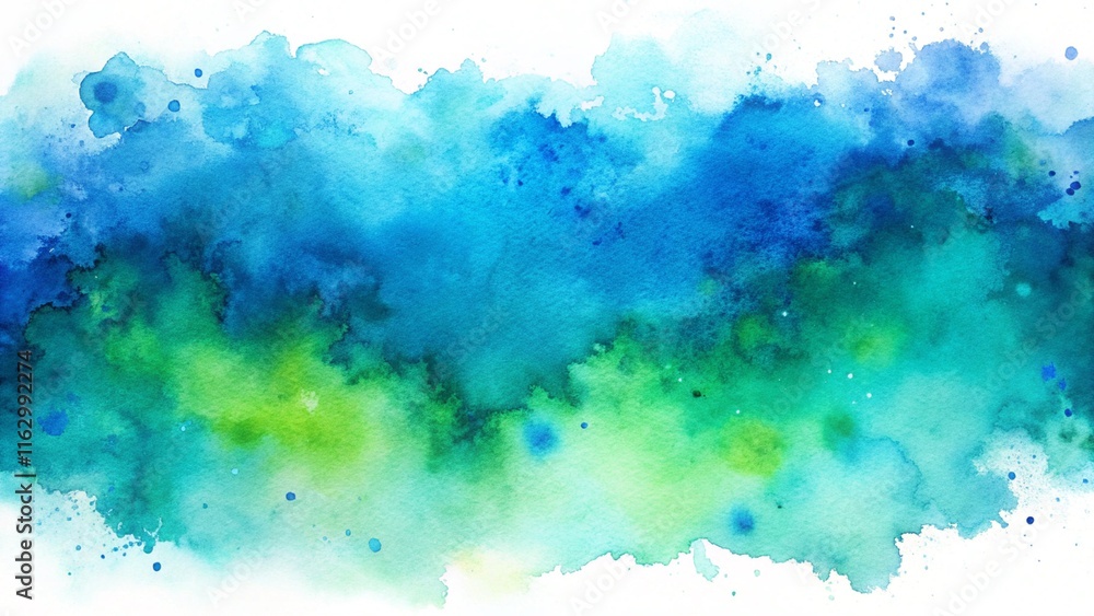 Obraz premium Blue green watercolor background. Art background with copy space for design. 