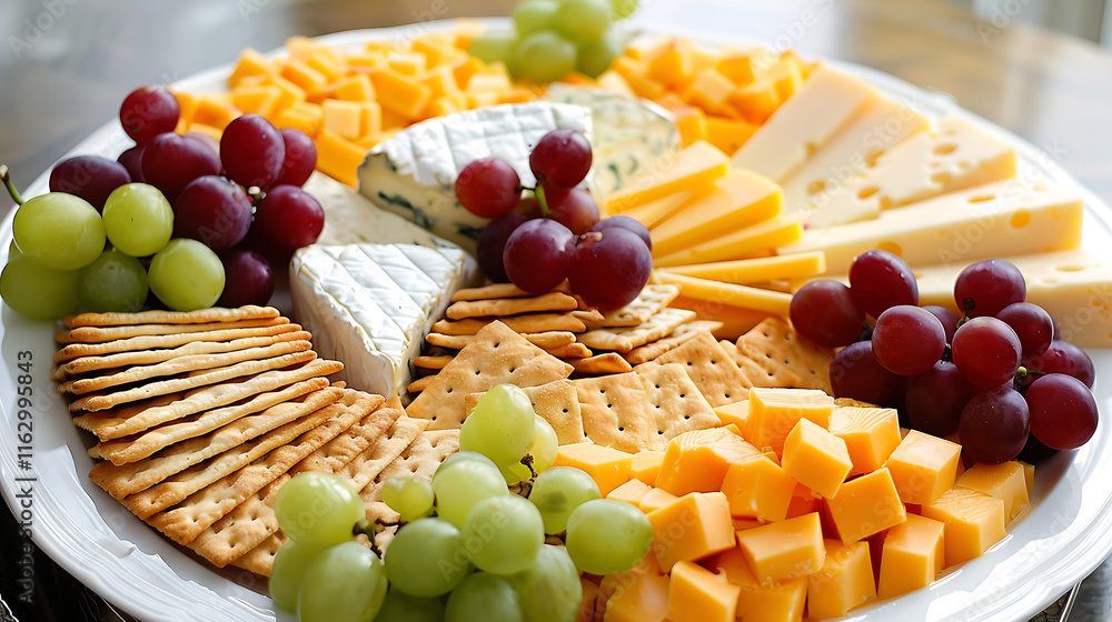 A platter of assorted cheese and fruits breakfast A platter of assorted cheese and fruits breakfast