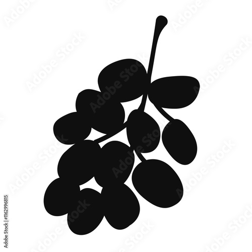 Grape Icon Food Fruits, bunches of grapes icons editable stroke, flat design style isolated on white. Flat vector grapes branch logo