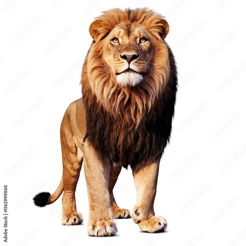 Obraz premium Realistic fullbody depiction of a lion showcasing majestic features and lifelike details
