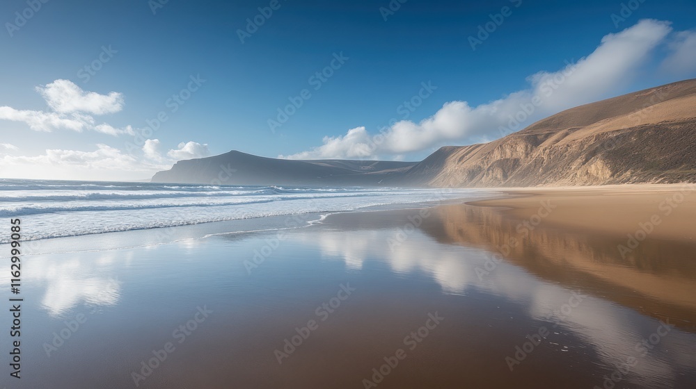 Obraz premium Serene Coastal Landscape: Beach Reflection