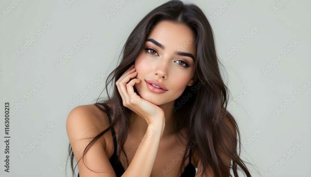 Beautiful Female Portrait with Natural Makeup and Long Hair Beautiful Female Portrait with Natural Makeup and Long Hair