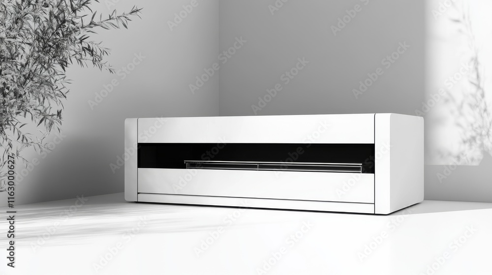 Fototapeta premium Minimalist indoor heating unit in a modern setting.