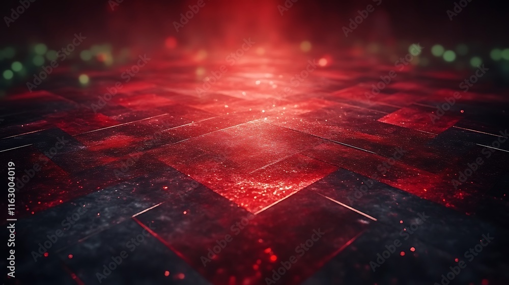 Obraz premium Red and black textured floor with light reflections