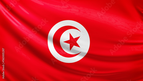 tunisia flag picture, close-up shot of tunisian nation flag, africa, animated flag background photo, 3D photo of a flag, national symbol of african country, patriotism, full screen photo