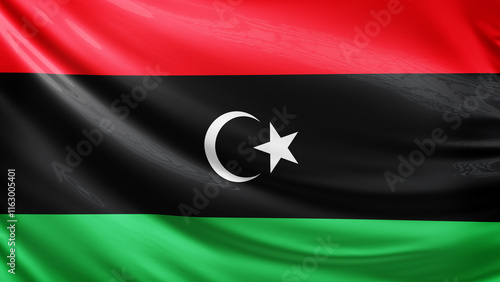Принти на полотні libya flag picture, close-up shot of libyan nation flag, africa, animated flag b