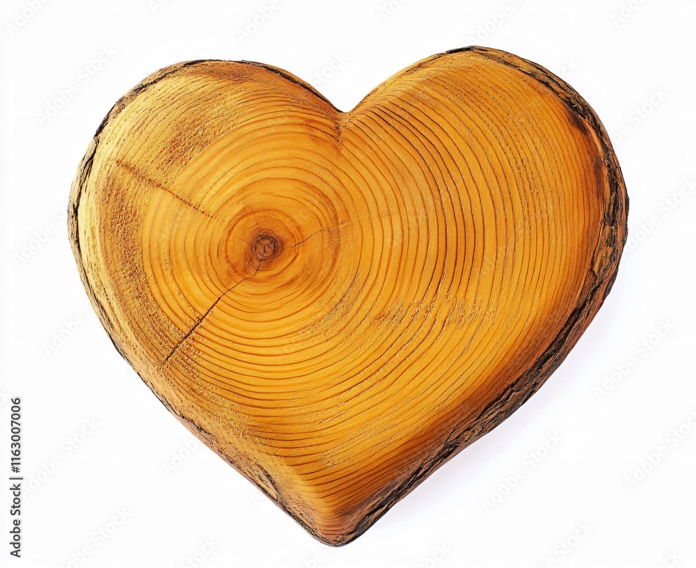 Fototapeta premium Rustic Wooden Heart: Tree Ring Cross Section, Valentines, Love Symbol