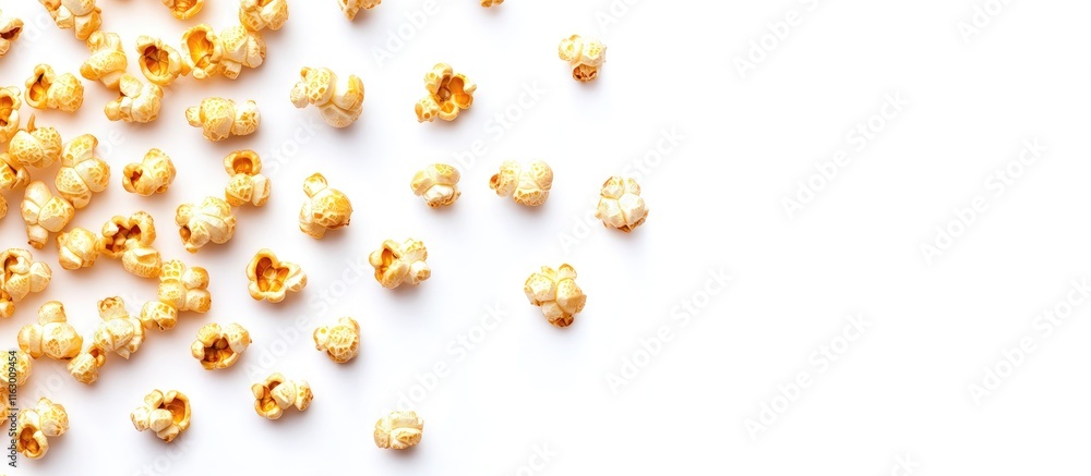 Golden Popcorn Kernels Isolated on White Background Ideal for Food Promotions and Snack Related Content Golden Popcorn Kernels Isolated on White Background Ideal for Food Promotions and Snack Related Content