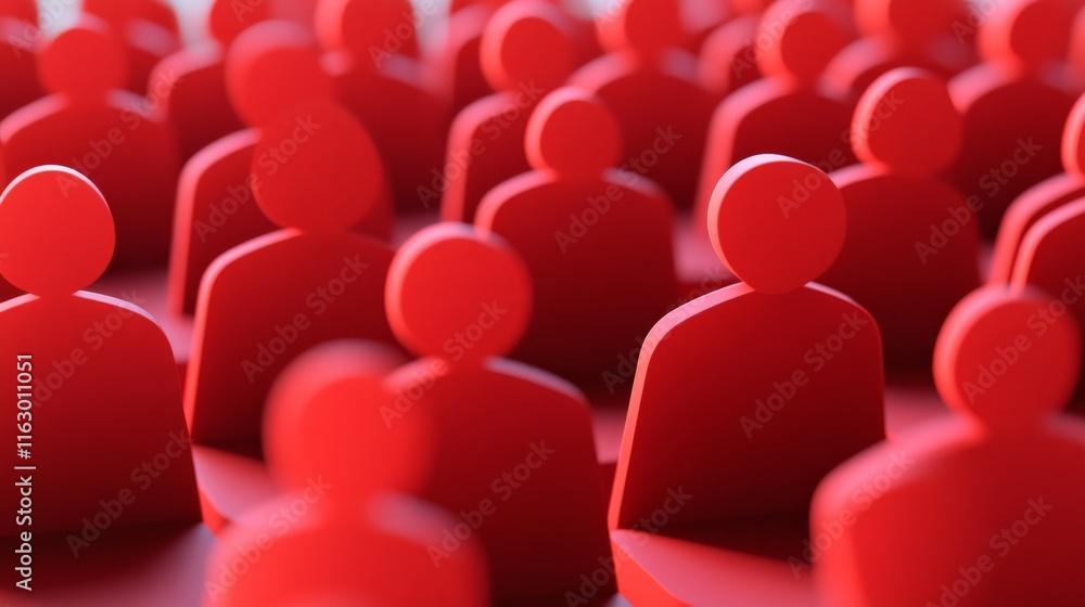 Fototapeta premium Red figures representing community engagement.