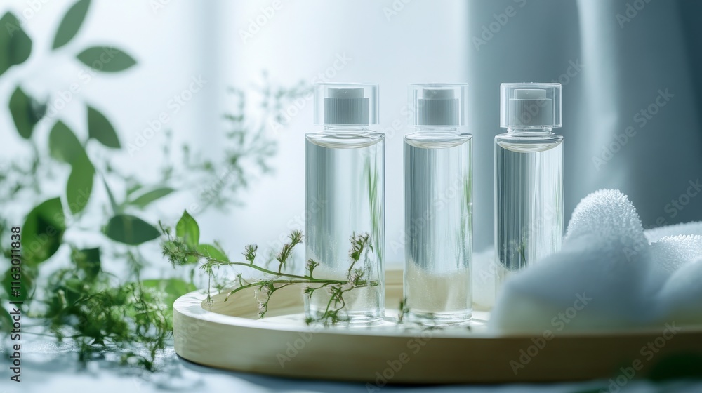 Serene beauty products on a natural background. Serene beauty products on a natural background.