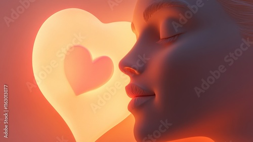 Serenity and love symbolized by glowing heart. photo