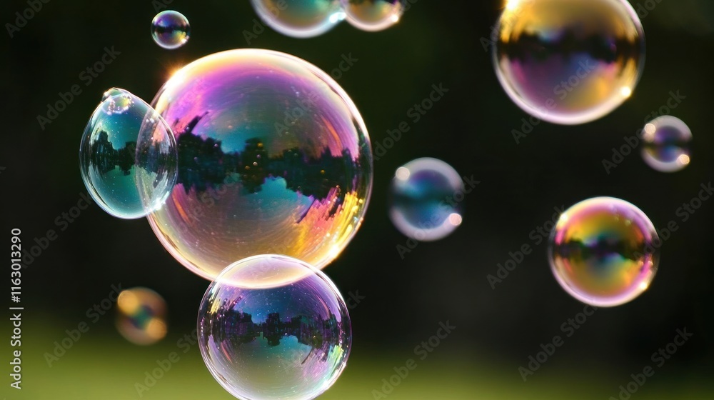 Rainbow Bubbles Floating in Air, Nature's Ephemeral Art Rainbow Bubbles Floating in Air, Nature's Ephemeral Art
