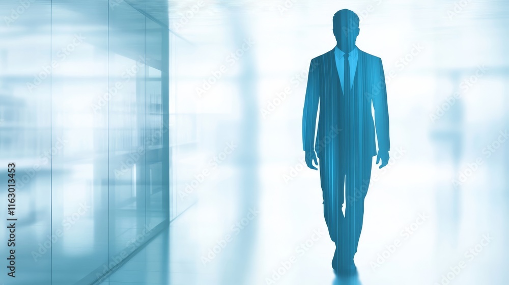 Fototapeta premium Silhouette of a businessperson walking forward.
