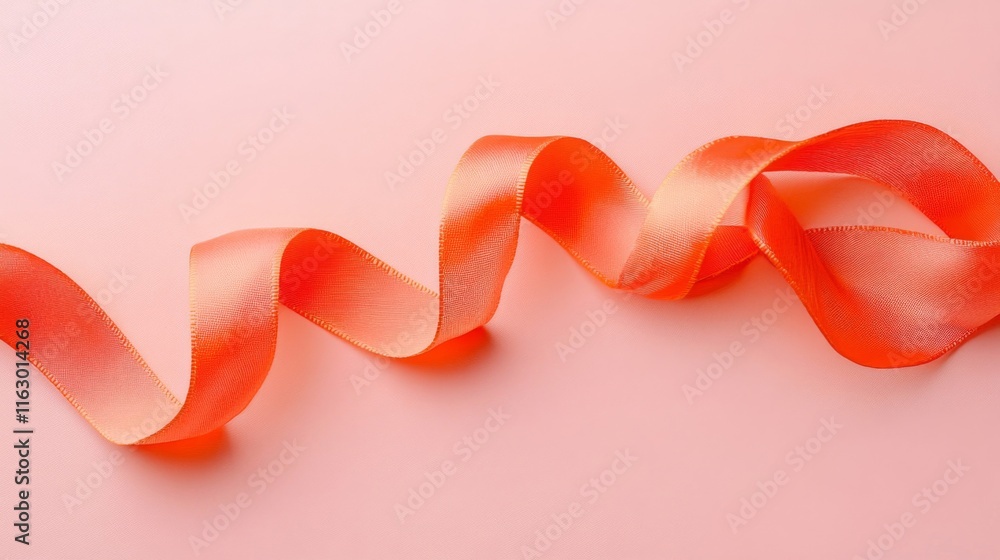 Coral Ribbon Swirls on Pink Background Coral Ribbon Swirls on Pink Background