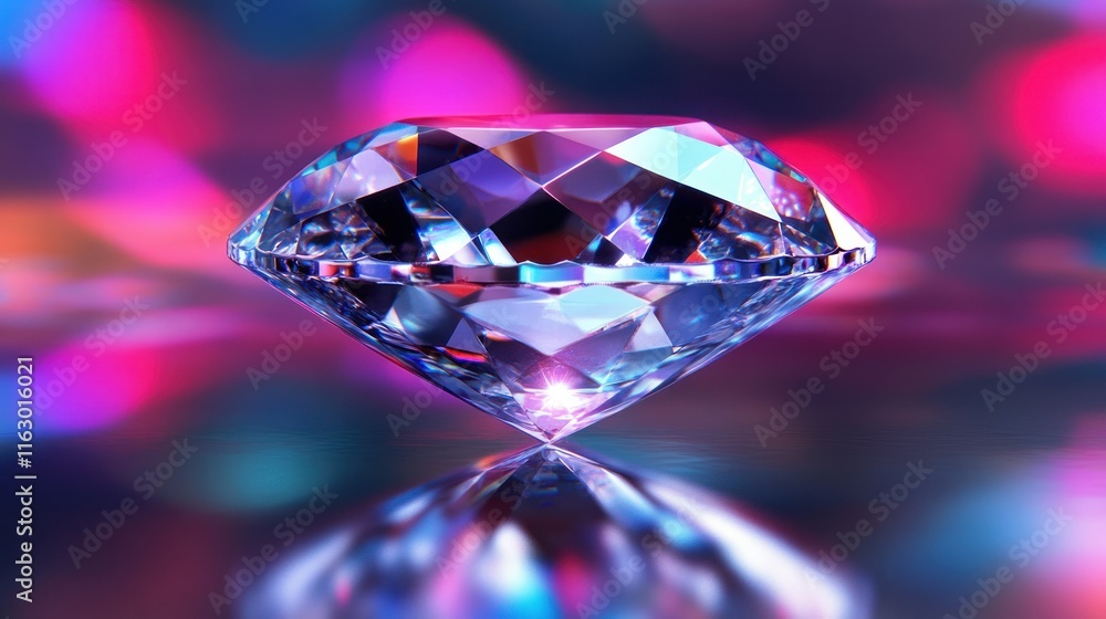 A sparkling diamond reflecting light in vibrant colors. A sparkling diamond reflecting light in vibrant colors.