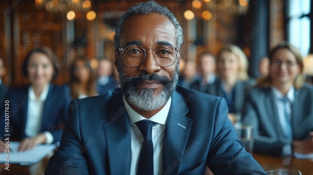 Portrait of an African-American businessman in a conference room. Portrait of an African-American businessman in a conference room.