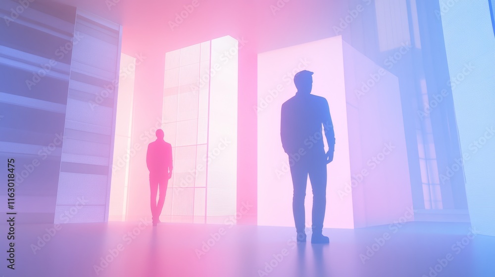 Surreal silhouettes in vibrant lighting. Surreal silhouettes in vibrant lighting.