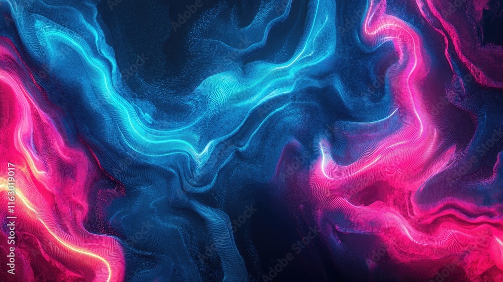 Abstract swirling patterns in vibrant blue and pink hues on a dark background. Abstract swirling patterns in vibrant blue and pink hues on a dark background.