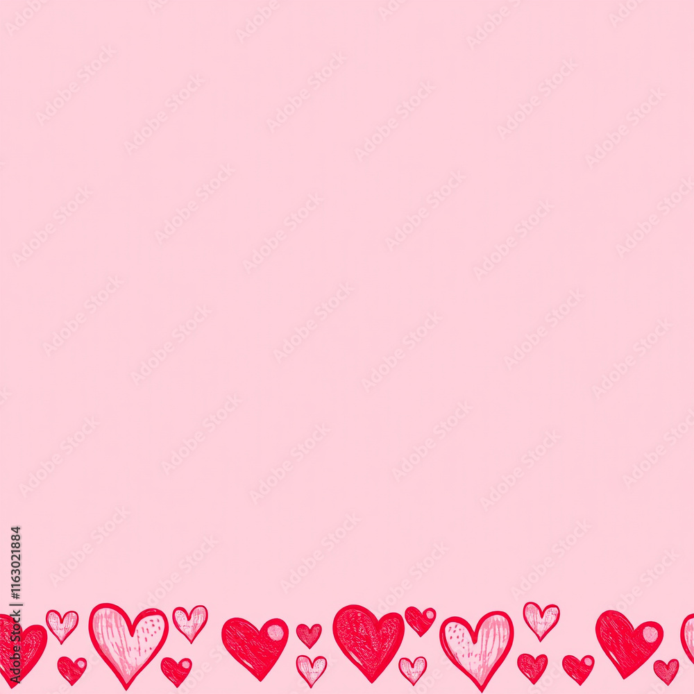 Background with hand-drawn hearts at the bottom, with free space above Background with hand-drawn hearts at the bottom, with free space above