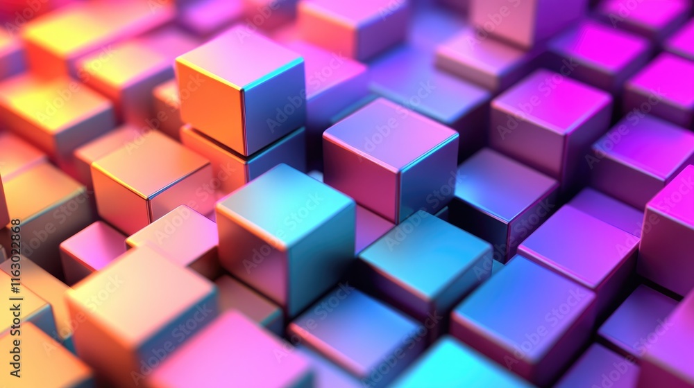 A vibrant arrangement of 3D cubes in various colors, creating a dynamic visual effect. A vibrant arrangement of 3D cubes in various colors, creating a dynamic visual effect.