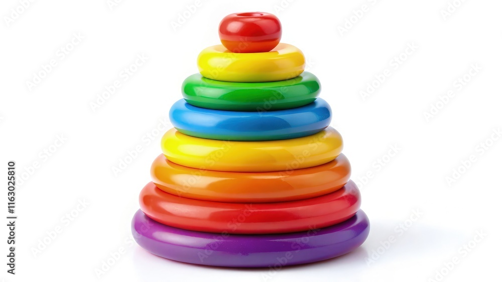 Bright Colorful Children's Pyramid Toy With Rings for Educational Play. Generative AI Bright Colorful Children's Pyramid Toy With Rings for Educational Play. Generative AI